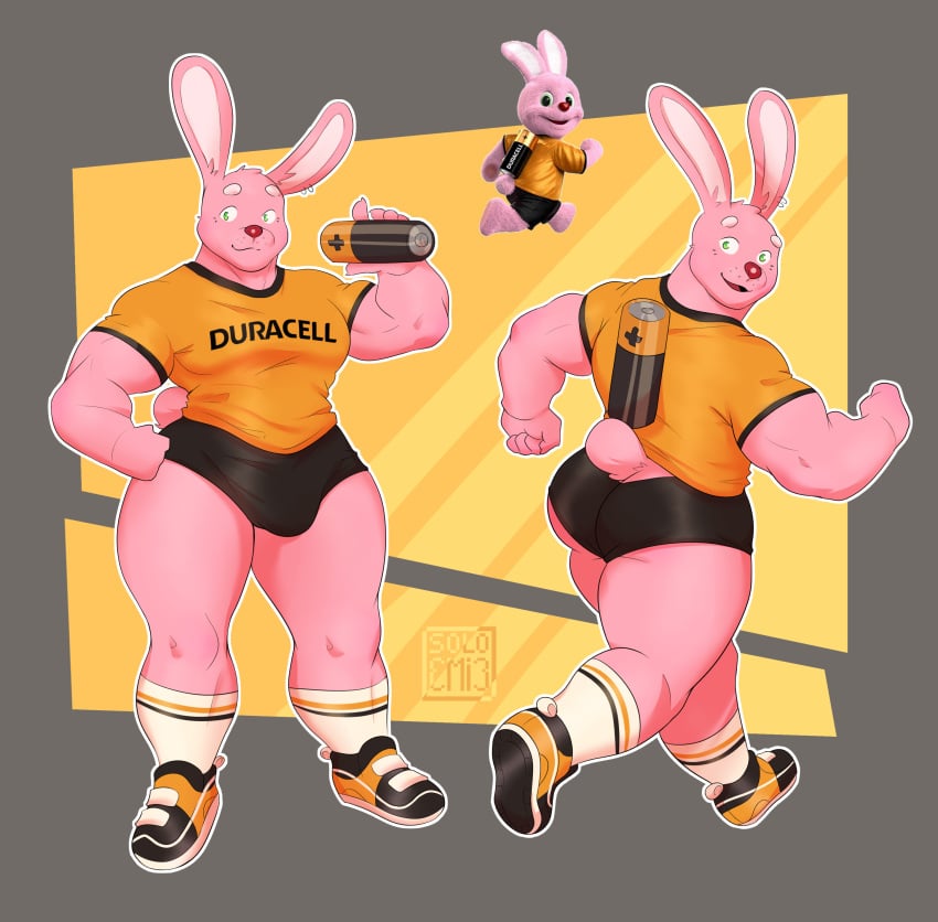 anthro ass bara bunny duracell duracell_bunny furry gay male male_only muscles muscular muscular_male soloemi_(artist) thick_ass thick_thighs