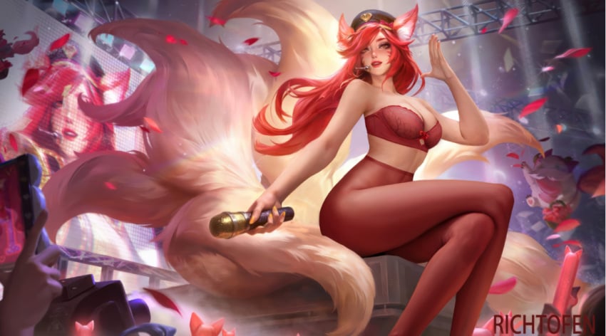 9_tails ahri edit league_of_legends lingerie nine_tailed_fox pantyhose popstar_ahri richtofen vastaya