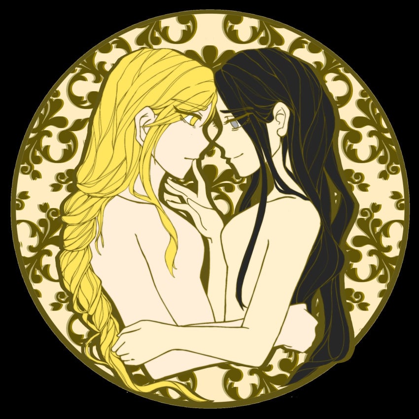 2girls ambiguous_couple breasts elden_ring female female_only fromsoftware kissing multiple_girls nude nude_female queen_marika_the_eternal rennala_queen_of_the_full_moon virgo0911 wholesome yuri