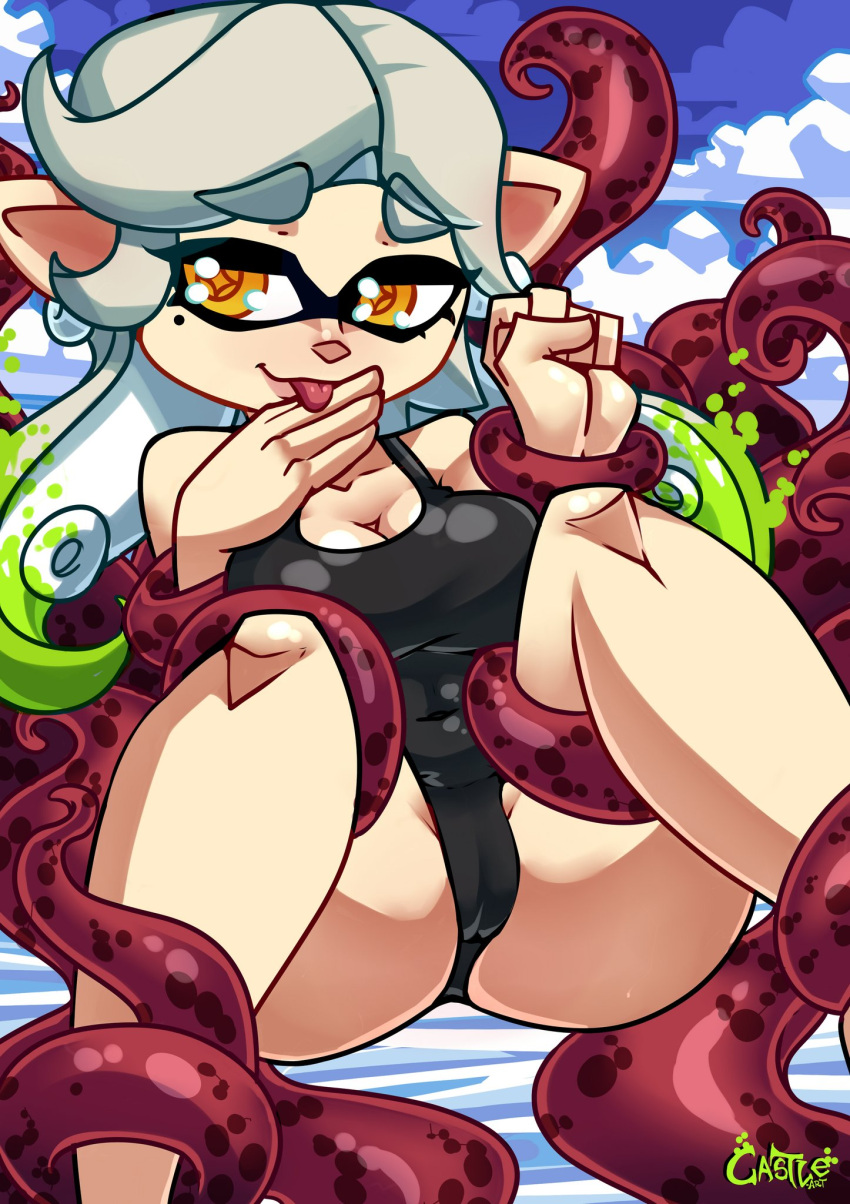 big_breasts castleart female imminent_tentacle_sex inkling marie_(splatoon) nintendo splatoon tentacle thick_thighs