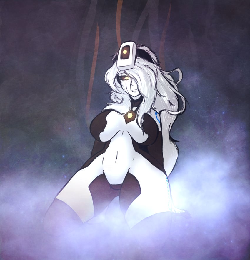 big_breasts critnuke glados humanized looking_at_viewer portal_(series) very_long_hair voluptuous white_skin wide_hips