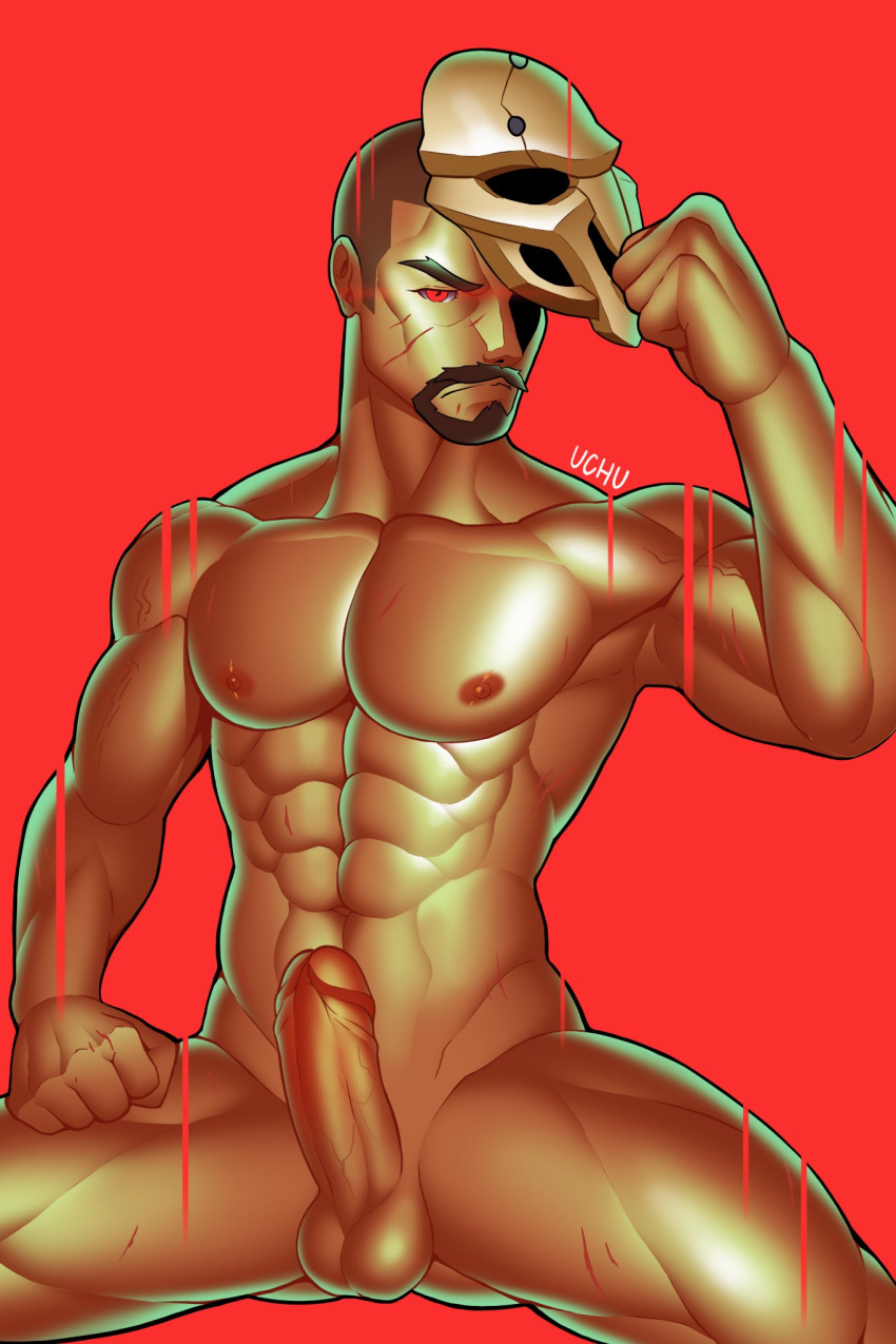 1boy boner erect_penis erection gabriel_reyes halloween hard_on latino male male_focus male_only mask muscles muscular muscular_male overwatch reaper solo_male spread_legs thick_thighs uchu uncut veiny_penis