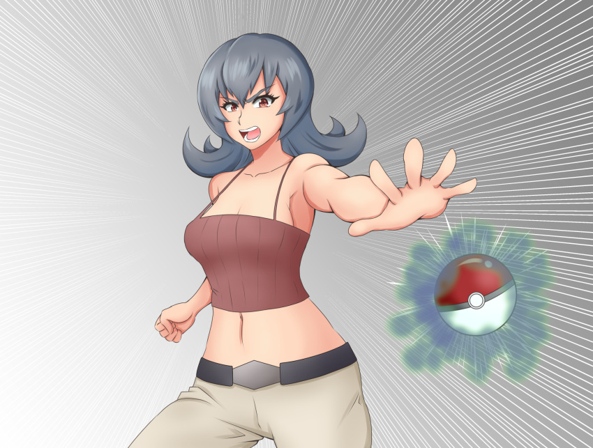 armpits crop_top game_freak gym_leader legwear light-skinned_female light_skin pokeball pokemon pokemon_rgby red_crop_top sabrina_(pokemon) sabrina_(pokemon_hgss) short_hair toraxd white_legwear