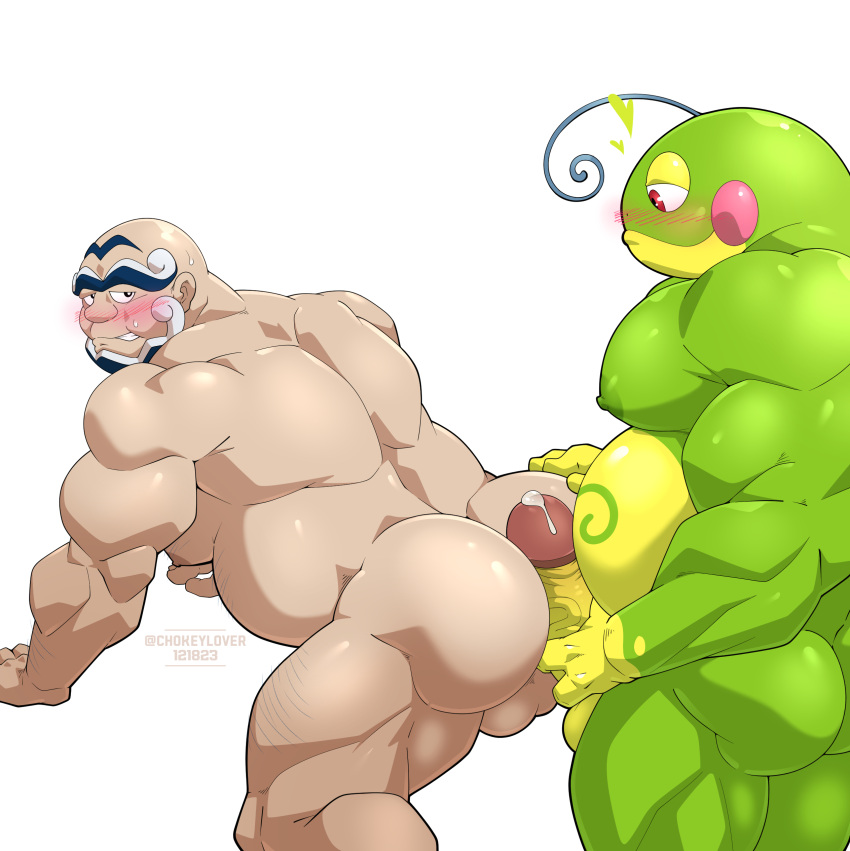 absurd_res anthro ass bara blush blush_lines bodily_fluids daddy dilf dripping duo erection game_freak gay generation_2_pokemon genital_fluids genitals heart hi_res hot_dogging human human_on_anthro kofu_(pokemon) maldu male male/male male_only mammal musclegut muscular muscular_anthro muscular_chubby muscular_human muscular_male nintendo nude nude_male penis penis_on_butt pokemon pokemon_(species) politoed precum precum_drip presenting presenting_hindquarters sex vein veiny_penis yaoi