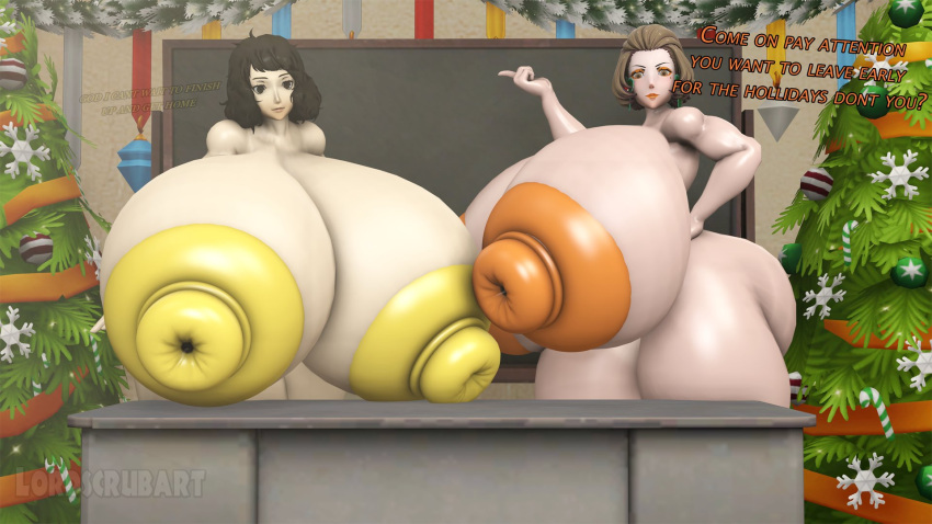 2girls 3d casual casual_nudity classroom crossover female female_only fire_emblem fire_emblem:_three_houses huge_ass huge_nipples hyper_breasts hyper_nipples lordscrubart manuela_casagranda nude persona persona_5 pov public public_nudity sadayo_kawakami school seductive student teacher teacher_and_student teasing