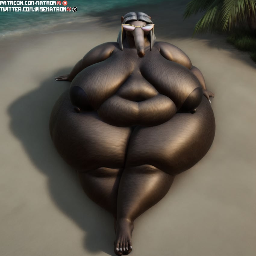 4k ai_generated anteater anthro bbw beach belly belly_button big_ass big_belly big_butt cellulite chubby chubby_female doctor doctor_eda_(tvc) fat fat_ass female female_only gilf glasses granny highres huge_belly huge_butt huge_hips massive_ass massive_breasts matronai_(artist) mature mature_female mature_woman naked naked_female nude nude_female obese obese_anthro obese_female overweight overweight_female patreon patreon_username pinup sagging_breasts solo solo_female solo_focus ssbbw stable_diffusion the_vermander_curse twitter_username wide_hips zed_technician_games