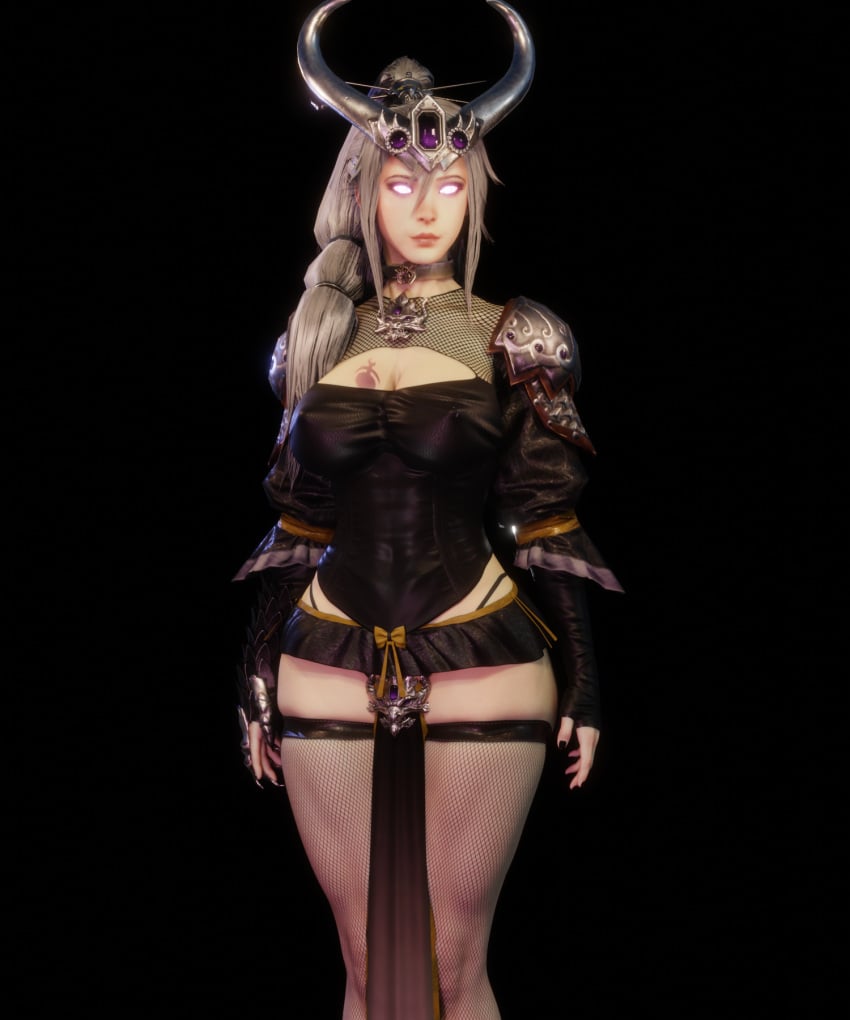 1girls 3d branded branding_mark chaos_(warhammer) collar female female_only fishnets g-string miao_ying microskirt miniskirt skimpy skimpy_clothes slaanesh slaanesh_mark soboro solo solo_female thick_thighs thong warhammer_(franchise) warhammer_fantasy