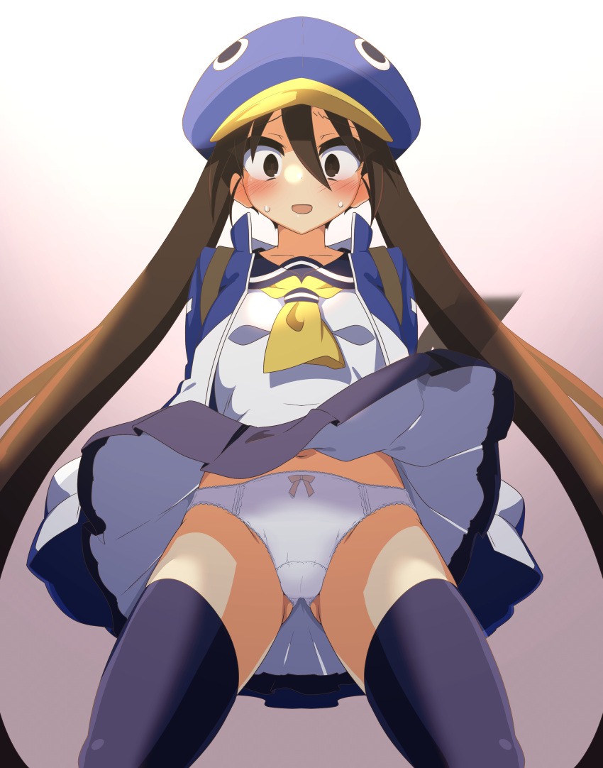 below_view blush blushing disgaea disgaea_4 embarrassed fuka_kazamatsuri kasukeomote nippon_ichi_software panties upskirt