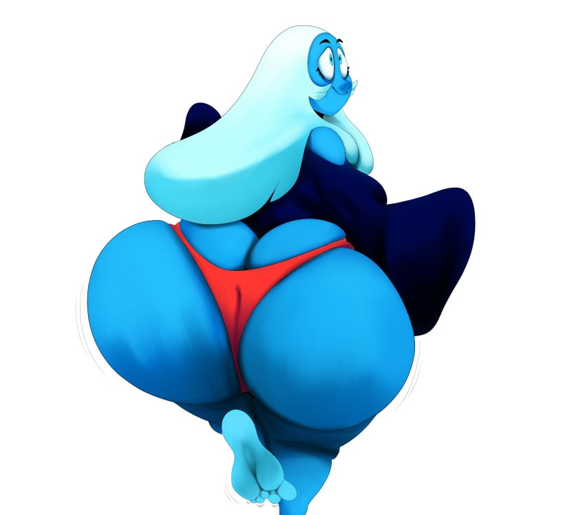 1girls ass ass_cleavage barrybbeesly big_breasts blue_body blue_diamond_(steven_universe) blue_eyes blue_skin butt_crack cartoon_network diamond_authority fat_ass female female_only gem_(species) large_ass long_hair panties red_panties solo solo_female solo_focus steven_universe thick_ass thick_thighs thighs white_hair wide_hips