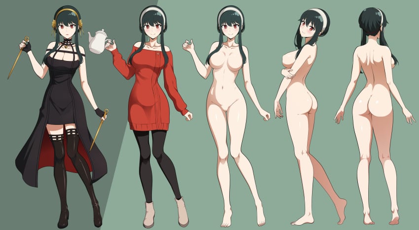 1girls ass assassin big_breasts breasts female female_human fit_female gold_hairband hairband human light-skinned_female mature_female naked nanikairu no_nipples nude pasya-pasya pussy slim_waist solo spy_x_family sweater_dress tagme thigh_boots thighhighs thorn_princess wide_hips yor_briar yor_forger