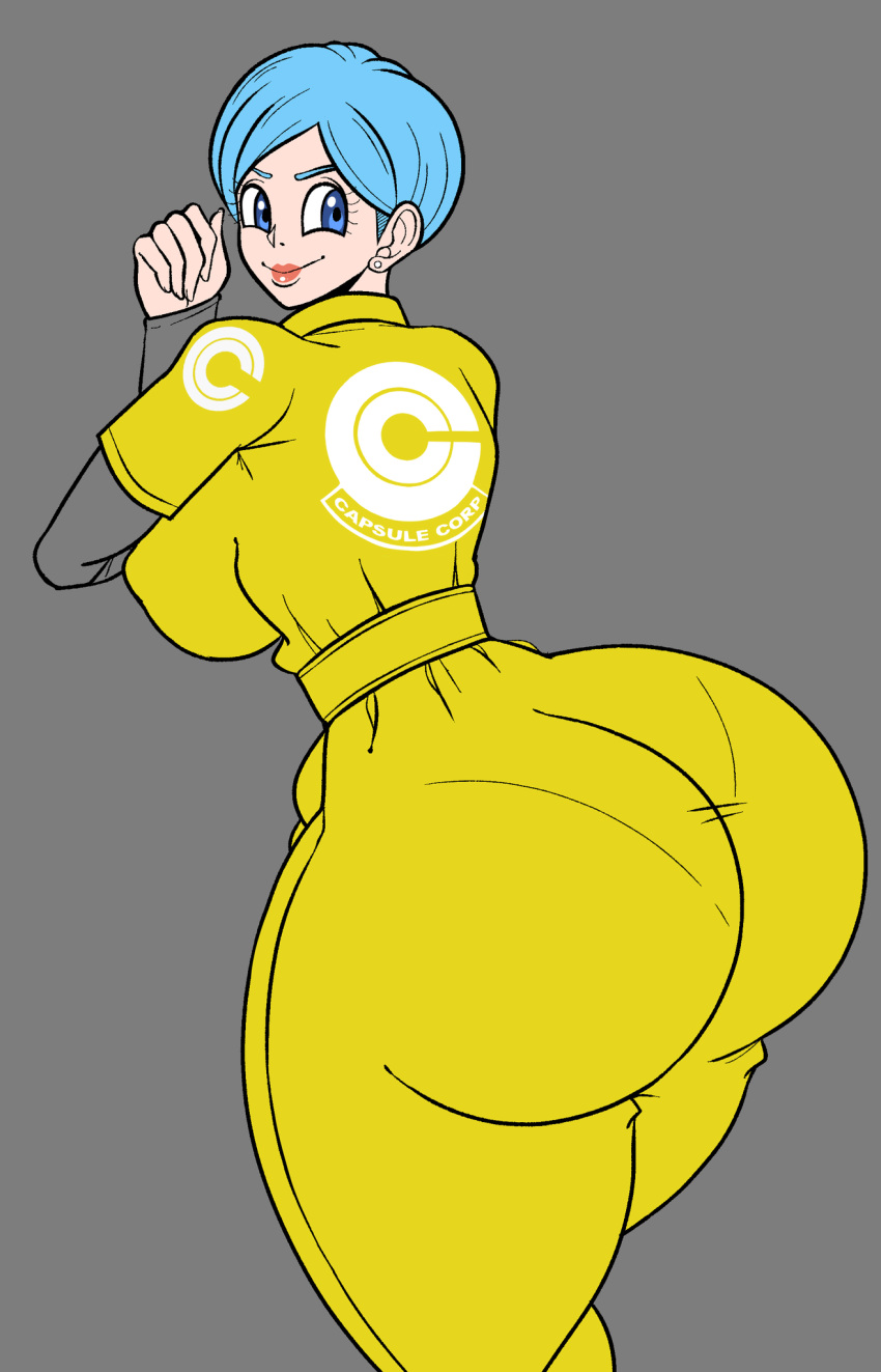 1girls ass bermuda_art big_ass big_breasts breasts bubble_ass bubble_butt bulma_briefs bulma_briefs_(dragon_ball_super_superhero) dragon_ball dragon_ball_super dragon_ball_super_super_hero huge_ass jumpsuit looking_back