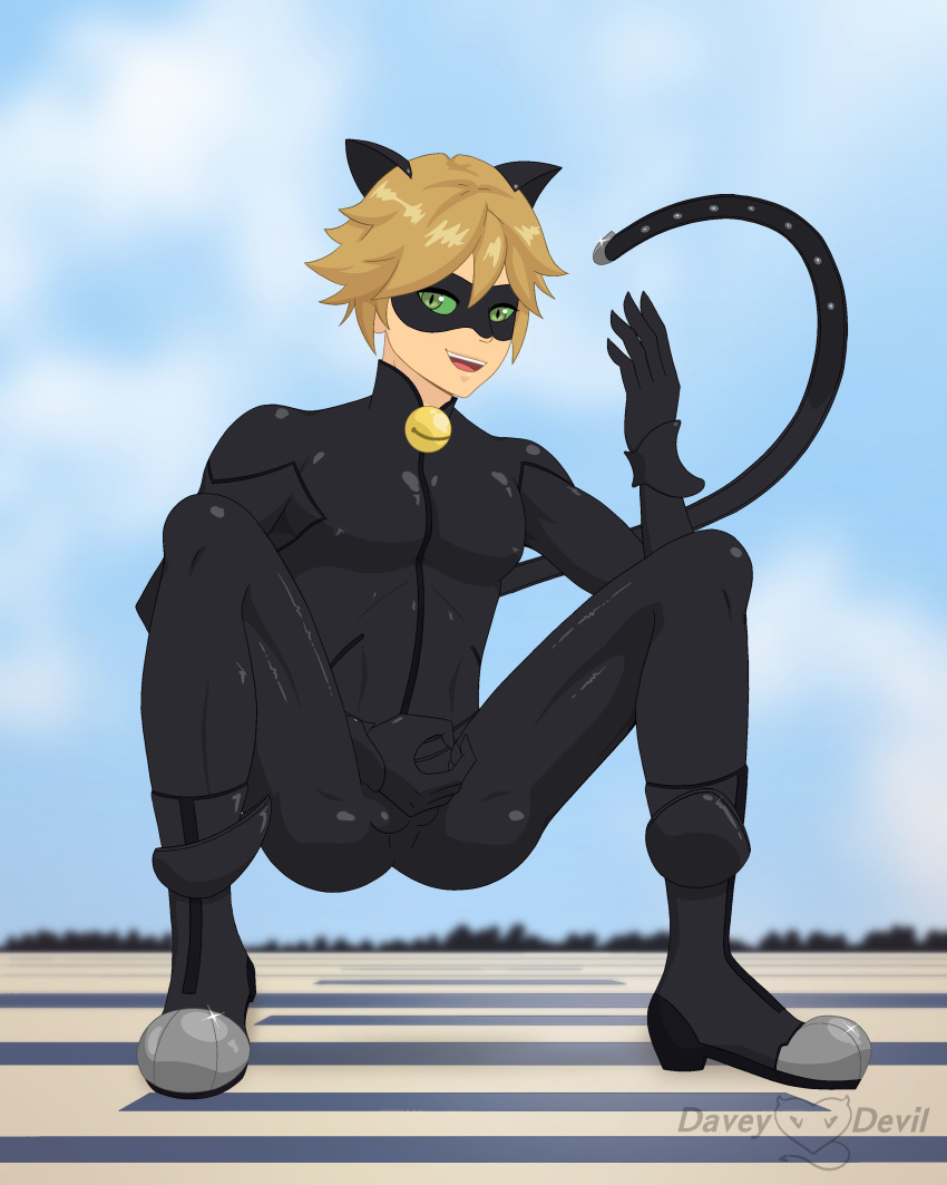 1boy adrien_agreste bodysuit cat_ears cat_noir davey_devil male male_only miraculous_ladybug solo tagme tight_clothing