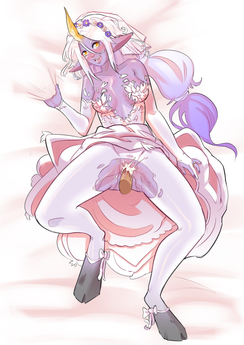 bridal_gauntlets cum_in_pussy female female_focus happy_sex league_of_legends medium_breasts missionary_position quro riot_games soraka wedding_dress wedding_ring white_hair