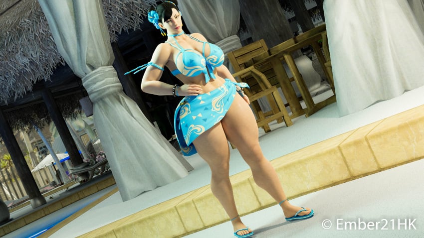 1girls 3d 3d_(artwork) asian_female beach big_ass big_breasts big_butt bikini blender blender_(software) chun-li clothed clothed_female clothes clothing ember21hk female female_focus female_only fully_clothed huge_ass leguymelef light-skinned_female pool poolside posing seductive_smile solo staring_at_viewer street_fighter street_fighter_v swimsuit thick_ass thick_hips thick_legs thick_thighs voluptuous wet_skin