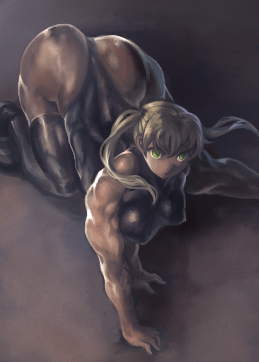 ass latex leotard maka_albarn muscular muscular_female soul_eater thighhighs thunder_thighs yilx