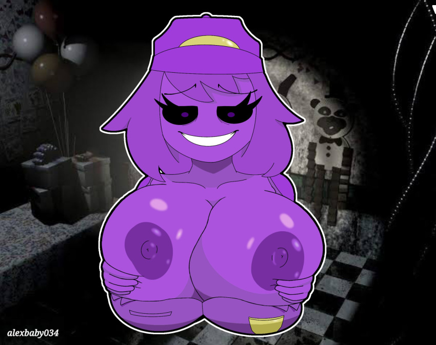 1girls alexbaby034 big_breasts five_nights_at_freddy's purple_girl purple_skin rule_63 solo solo_female wendy_afton