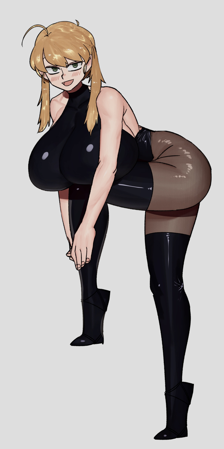 alternate_breast_size boots dominatrix huge_breasts latex leotard maka_albarn manobece soul_eater thighhighs