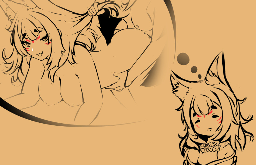 big_breasts breasts female fox_ears fox_girl hair_pull nijisanji nijisanji_en nina_kosaka reeceyd3 sex sex_from_behind thought_bubble virtual_youtuber