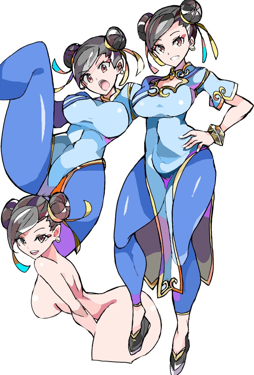 1girls ass boob_window breasts chun-li chun-li_(street_fighter_6) enpe female looking_at_viewer nude sideboob solo street_fighter street_fighter_6 tagme