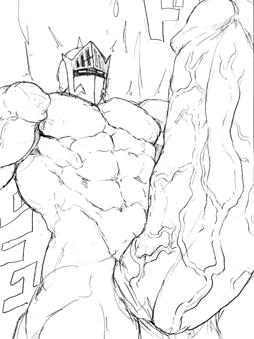 abs biceps bodybuilder boner dokichi erection hyper hyper_balls hyper_genitalia hyper_muscles hyper_penis hyper_testicles kinnikuman male male_focus male_only monochrome muscle muscles muscular muscular_arms muscular_ass muscular_back muscular_legs muscular_male muscular_thighs nipples nude pecs robin_mask solo solo_male veins veiny_penis