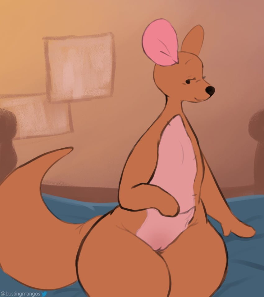 2022 anthro bed bedroom_eyes brown_body bustingmangos curvy_figure digital_media_(artwork) disney eyebrows eyelashes female fur furniture furry furry_only genitals half-closed_eyes hi_res kanga kangaroo looking_at_viewer macropod mammal marsupial mature_female mitten_hands narrowed_eyes nude on_bed pouch_(anatomy) pussy seductive sitting sitting_on_bed smile smooth_skin solo tail thick_tail thick_thighs voluptuous wide_hips winnie_the_pooh_(franchise)