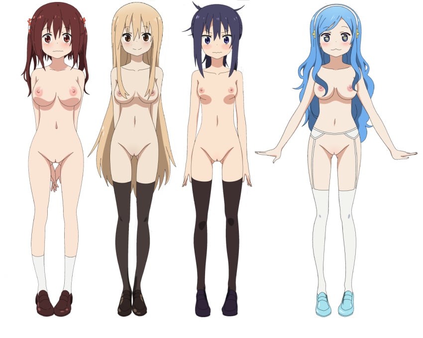 doma_umaru ebina_nana female female_only himouto!_umaru-chan motoba_kirie multiple_girls tachibana_sylphynford tagme white_background