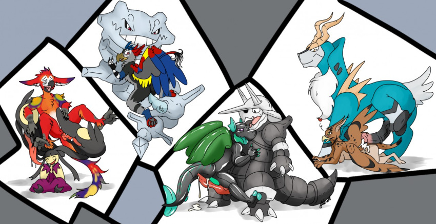 2017 aggron anthro closed_eyes cobalion furry gay gryphon horns mawile mega_mawile nelsonnoir nintendo original_character pawpads penis pokemon pokemon_(species) pokemon_gsc pokemon_rse pokemon_xy red_eyes steelix straight wings