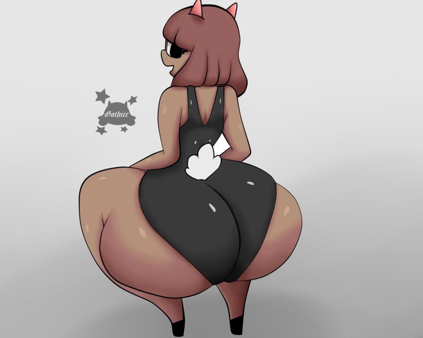 anthro ass big_ass big_butt gothicc_(gothicc_komy) gothicc_komy_(artist) looking_back swimsuit