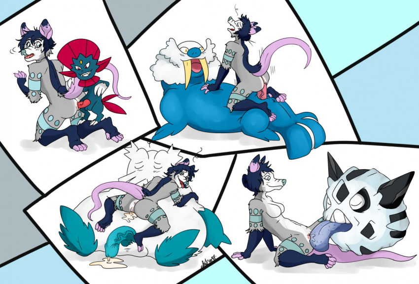 1girls 2017 4boys abomasnow anthro cunnilingus furry glalie nelsonnoir nintendo original_character penis pokemon pokemon_dppt pokemon_rse tail tongue vaginal_penetration veiny_penis walrein weavile