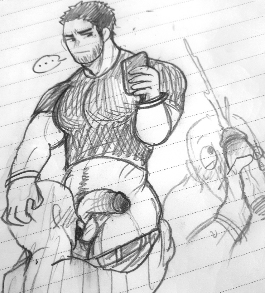 anon bara blowjob cum_on_face cumming flaccid_penis gay hand_on_head lucas_lee male/male male_only monochrome phone pubic_hair scott_pilgrim sketch taking_picture tigergoru