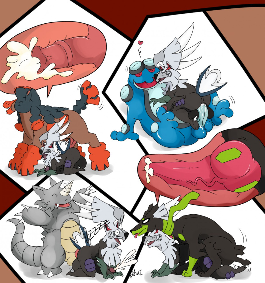 5boys anthro cum equine feral furry gay knot male male_only mudsdale nelsonnoir pokemon pokemon_(species) pokemon_bw pokemon_rgby pokemon_sm pokemon_xy rhydon seismitoad silvally yaoi zygarde