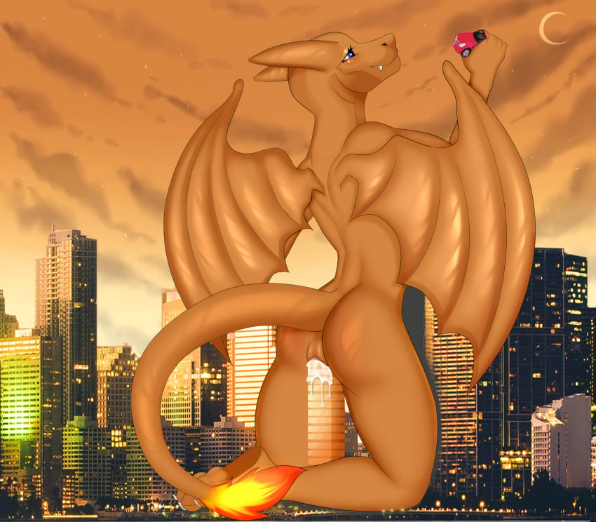 anthro charigal charizard city furry giantess horny macro pokemon pokemon_(species) pussy sex tower