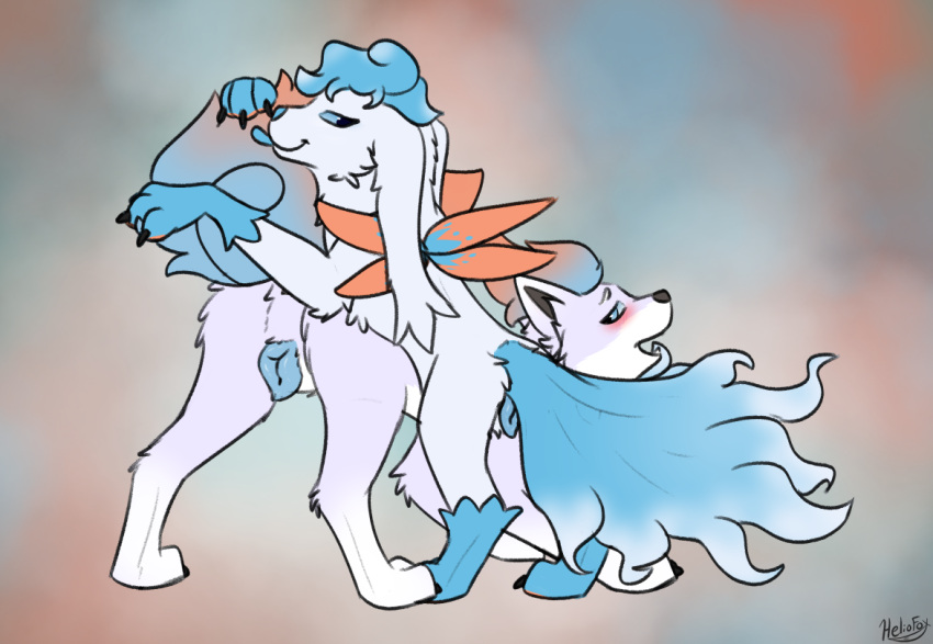 2girls alolan_vulpix animal_genitalia animal_pussy blep blue_eyes blush breath canid canine canine_pussy canis cirrus_(heliofox) claws cookie digital_media_(artwork) duo female female/female feral food fox fur genitals heliofox hybrid ice_type ignis_(heliofox) legendary_pokémon mammal multi_tail multiple_girls nintendo open_mouth panting pokemon pokemon_(species) pussy quadruped regional_form_(pokémon) shaymin simple_background sky_forme_shaymin smile smirk spade spread_legs spreading tail_grab tongue tongue_out tuft type video_games vulpix white_body white_fur yuri