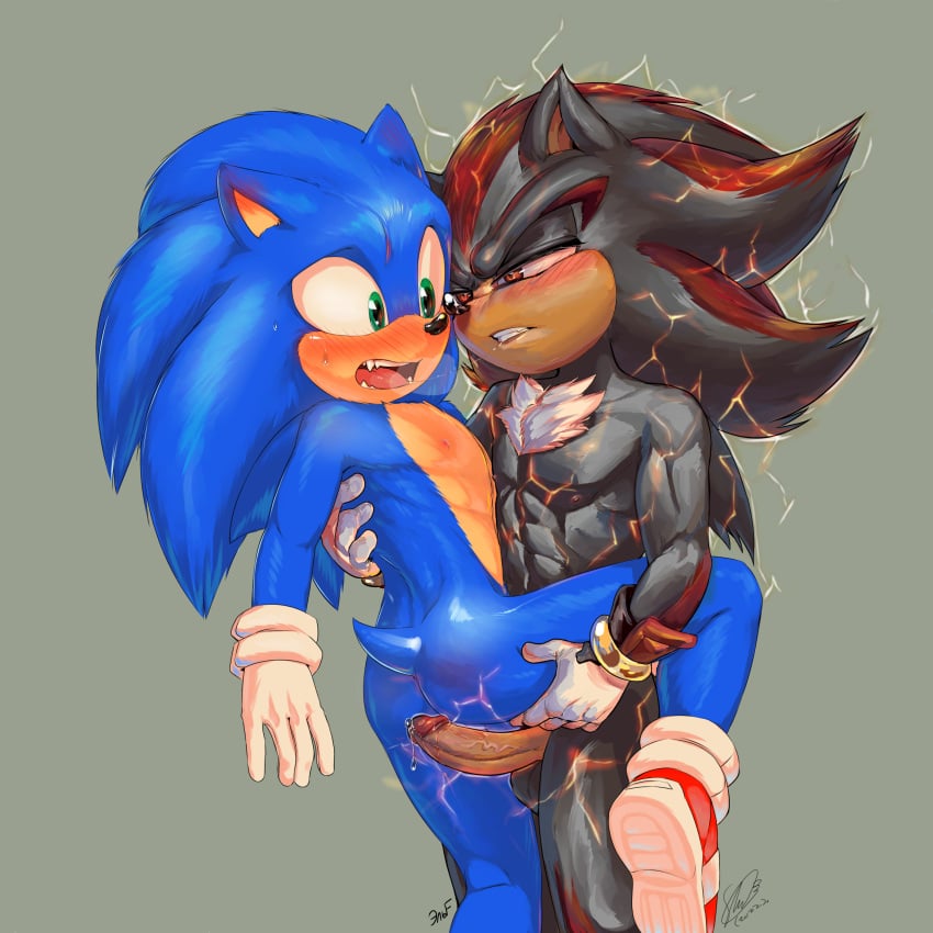 absurd_res anthro ass balls blush bodily_fluids duo eulipotyphlan exposed_torso footwear genitals handwear hedgehog hi_res humanoid humanoid_genitalia humanoid_penis krazyelf male male/male mammal original_film paramount_pictures penis raised_leg saliva saliva_string sega shadow_the_hedgehog soina sonadow sonic_(series) sonic_the_hedgehog sonic_the_hedgehog_(film) sonic_the_hedgehog_(series) sonic_the_hedgehog_2_(film) sonic_the_hedgehog_3_(film)