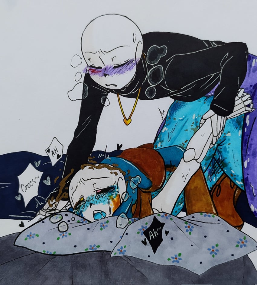 2d artist_request blushing cross_sans cross_sans_(fan_character) dialogue ectobody humanoid ink_sans ink_sans_(fan_character) inktale male male_only sans sans_au sanscest sex tagme tagme_(artist) tears_of_pleasure undertale undertale_(series) undertale_au xtale