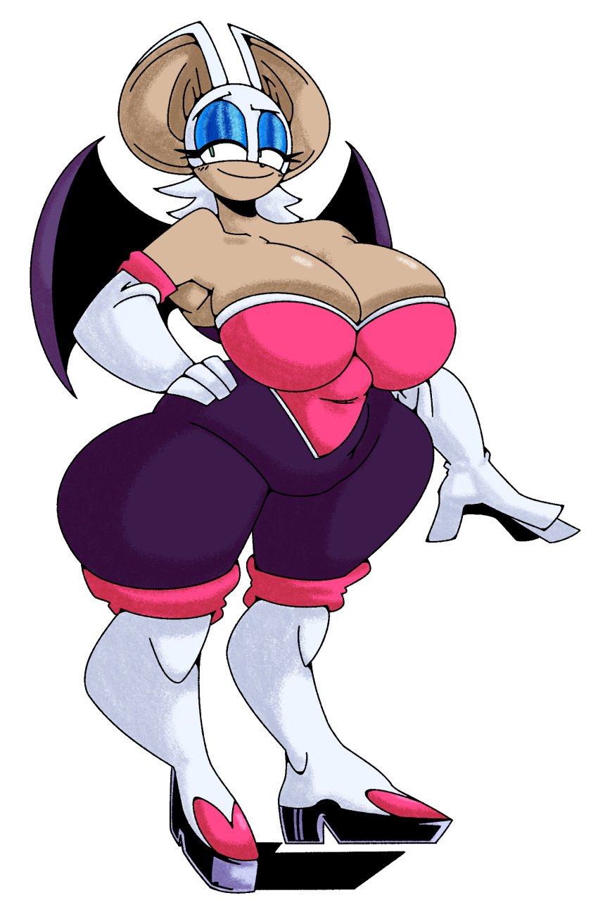 action-coaster_(artist) big_breasts big_thighs eyeshadow heels oafworks rouge_the_bat sega sonic_(series) sonic_the_hedgehog_(series) wide_hips