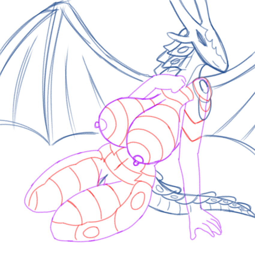 anthro bakugan big_breasts dragon dragoness large_breasts oversized_breasts scalie sketch unfinished vagina wavern werna_(bakugan) wip