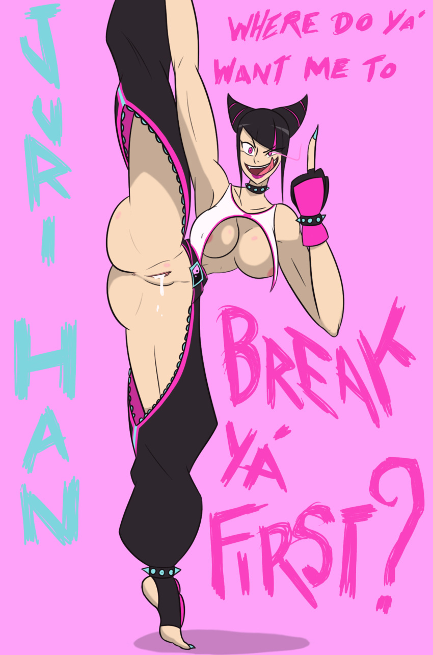 busty capcom female female_focus female_only hourglass_figure juri_han keenobishinobi no_bodypaint pussy skimpy skimpy_clothes splits standing_split street_fighter street_fighter_6 tagme vagina wide_hips