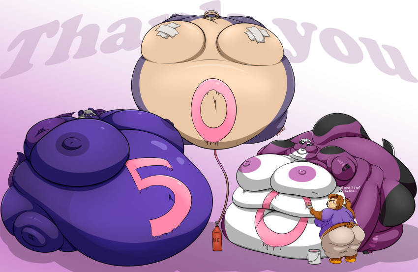 absurd_res anthro ass avian beak belly belly_expansion belly_inflation big_belly big_breasts bird blob_(disambiguation) blueberry_inflation breast_expansion breasts brush clothed clothing digital_media_(artwork) dragon english_text expansion female floating fur gag gagged grandpaced group hair helium_tank hi_res huge_breasts hybrid hyper hyper_belly inflation mammal miah_(slimescumbag) morbidly_obese morbidly_obese_anthro morbidly_obese_female mouse murid murine navel nipples nude obese obese_anthro obese_female overweight overweight_anthro overweight_female owl paint paintbrush painting_body phelia rodent scalie simple_background smile spherical_inflation sunken_head sunken_limbs tail tape taped_nipples text thick_thighs ursid weight_gain wide_hips wings