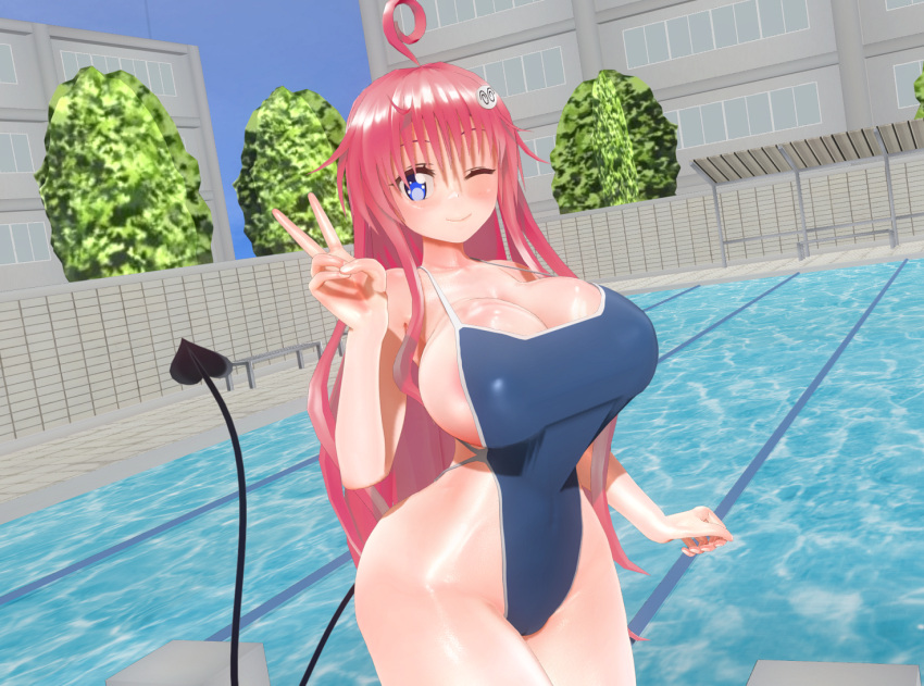 1girls 3d ass backless_outfit backless_swimsuit bimbo blue_eyes boob_majin breasts cameltoe cleavage covered_navel female_only flirting flirting_with_viewer gigantic_breasts highleg_swimsuit hips huge_ass huge_breasts huge_hips huge_thighs lala_satalin_deviluke large_breasts long_hair looking_at_viewer pink_hair presenting sideboob solo swimsuit tagme thick_thighs thighs to_love-ru very_long_hair wide_hips