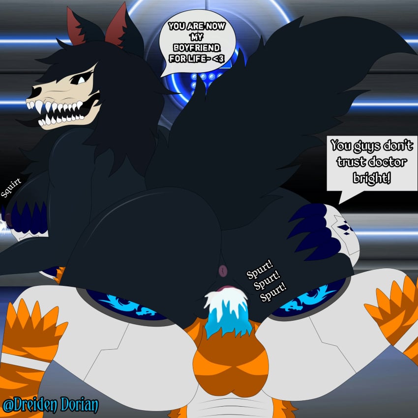 1boy 1boy1girl 1girls anthro anus ass balls big_ass big_butt big_penis black_fur black_hair black_sclera breasts butt canine canine_skull cum cum_in_pussy cum_inside cumming dreiden_dorian duo ejaculating_cum english english_text fluffy_tail furry laboratory lactating lactation nipples onomatopoeia penis protogen scp-1471 scp_foundation sex skull skull_head speech_bubble tail teeth text vaginal vaginal_penetration vaginal_sex watermark wolf