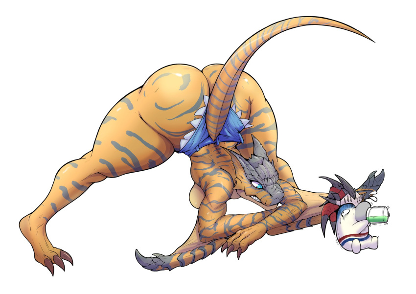 anthro big_ass braless capcom dragon female gwizzly jack-o_pose jfj male monster_hunter sock tagme tigrex video_game