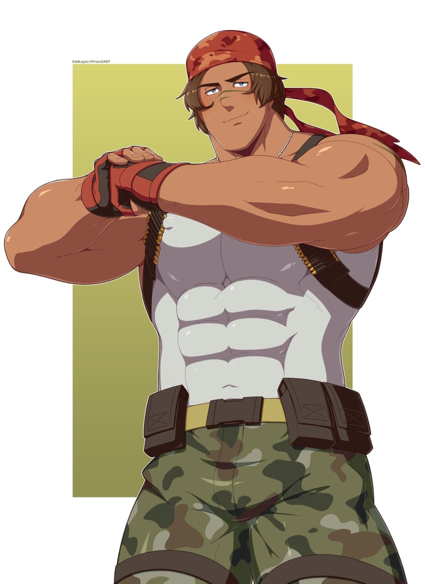 1boy bara edd_layerex gay himbo king_of_fighters male male_only muscular muscular_male pecs ralf_jones snk video_games