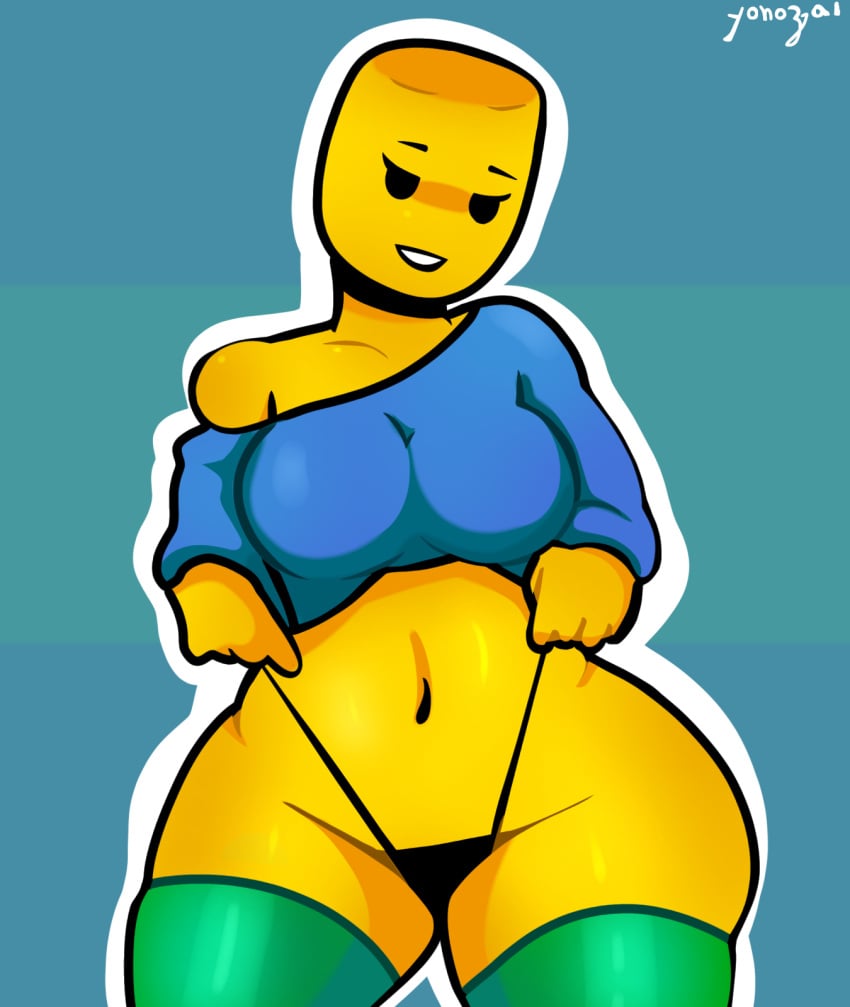 bald bald_female breasts caked_up mob_face mommy noob roblox robloxian self_upload shiny_skin source_request tagme thick_thighs thighhighs yellow_body yonozai