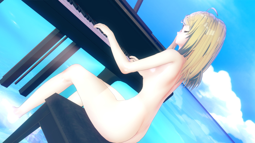 3d akamatsu_kaede alternate_version_available ass breasts casual_nudity completely_nude completely_nude_female danganronpa danganronpa_v3 koikatsu nana_lina piano straight_hair