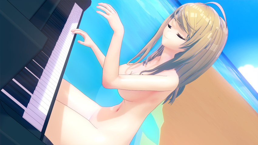 3d akamatsu_kaede alternate_version_available breasts casual_nudity completely_nude completely_nude_female danganronpa danganronpa_v3 koikatsu nana_lina piano straight_hair