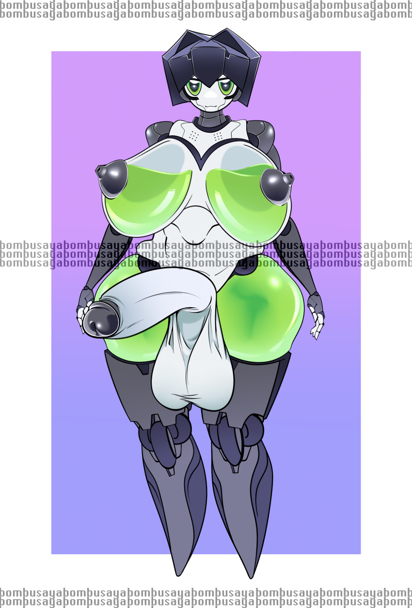 1futa adoptable ass balls big_ass big_breasts big_butt black_hair bombusaya breasts breasts_apart curvy erection futa_only futanari green_eyes gynoid hanging_balls huge_balls huge_breasts huge_cock humanoid humanoid_penis nipples nude penis robot robot_girl solo standing thick_thighs wide_hips