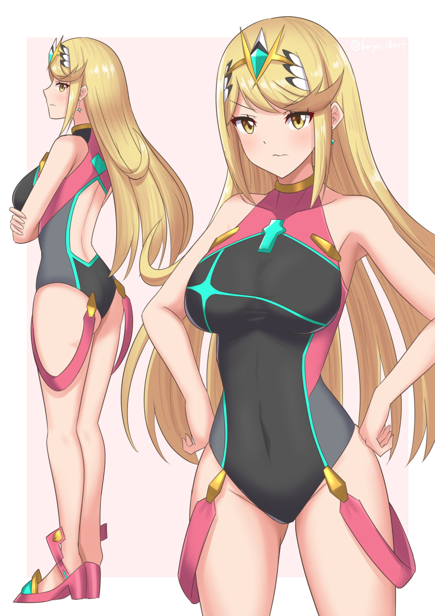 6oryo_illust ass breasts female female_only mythra_(xenoblade) nintendo solo tagme xenoblade_(series) xenoblade_chronicles_2