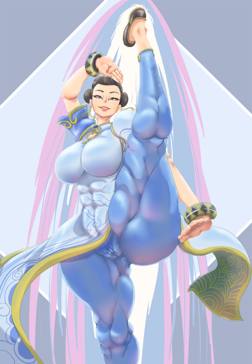 busty cameltoe chinese_clothes chun-li chun-li_(street_fighter_6) cyedbyeah female female_focus female_only hourglass_figure pantyhose splits standing standing_split street_fighter street_fighter_6 tagme wide_hips