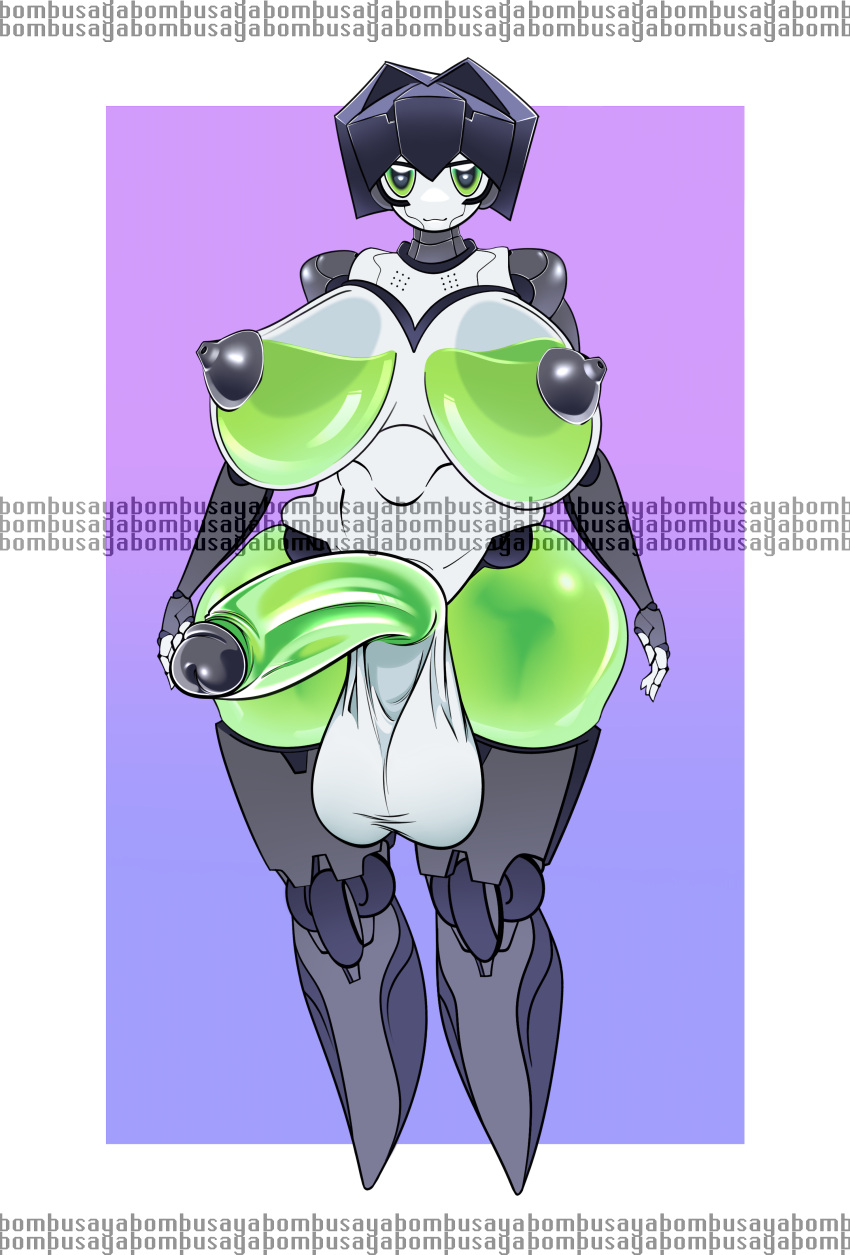 1futa adoptable ass balls big_ass big_breasts big_butt big_penis black_hair bombusaya breasts breasts_apart curvy erection futa_only futanari green_eyes green_penis gynoid hanging_balls huge_balls huge_breasts huge_cock humanoid humanoid_penis nipples nude penis robot robot_girl solo standing thick_thighs wide_hips